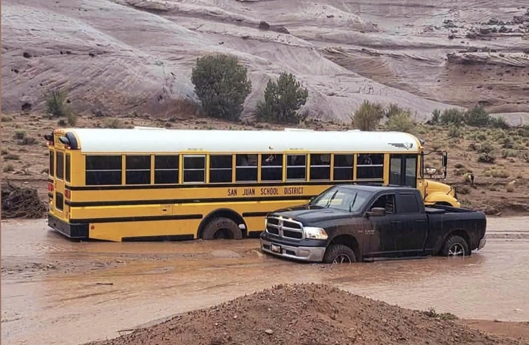 A San Juan School District mud was stuck in a wash during flooding on September 16. No one was injured. Officials closed schools in Monument Valley, Bluff and Montezuma Creek on September 17.  Enter your photos in our Photo of the Week contest.  We pay $10 for each photo that runs in the San Juan Record.  Email your entries to news@sjrnews.com.  In addition, you can see more entries into our contest at the San Juan Record website at www.sjrnews.com or on Facebook. Megan Chee-Freeland photo