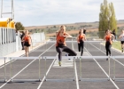 A group of four Monticello hurdlers tear up the track at the Blue Mountain Invitational in Monticello on April 24. Marlee Mack leads the way with (left to right) Maron Freestone, Josie Mack, and Lay Peterson trailing. Anna Fredericks photo
