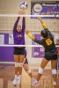 Dakota Cly (12) meets Komina Mike (6) at the net. Lee Ke photo