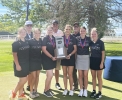 The 2024 Monticello High School girls golf team finished second as a team. The beauty of this team is that though they are one of the most talented and successful in Monticello school history, they can all return next season. Members of the team include: (left to right) Annaleigh Nebeker, Coach Shane Brewer, Jane Burton, Cambree Chamberlain, Head Coach Nathan Chamberlain, Alise Lewis, Coach Michael Holyoak, Allie Young, and Lily Burton. Courtesy photo