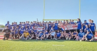 Members of the San Juan High School football team celebrate their wins at the the 18th annual Mustang 7v7 Championship and Monument Valley Bigman Challenge at Monument Valley, AZ High School. The Broncos took over 70 players to 7-on-7 tournaments and lineman challenges in Arizona and Manti, UT in June where they won everything they entered. Currently San Juan is donning pads for the first time this summer in preparation for their 2026 season opener against Grantsville on August 14.  Courtesy photo