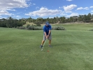 Rob Wilcox takes a shot during the Hideout Senior Amateur on Saturday, August 15. Wilcox shot back-to-back 2-under-par rounds to capture the title at the annual event.  Courtesy photo