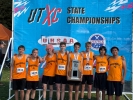 Members of the Monticello Boys Cross Country Team pose with their runner-up trophy. Jeff Hunt photo